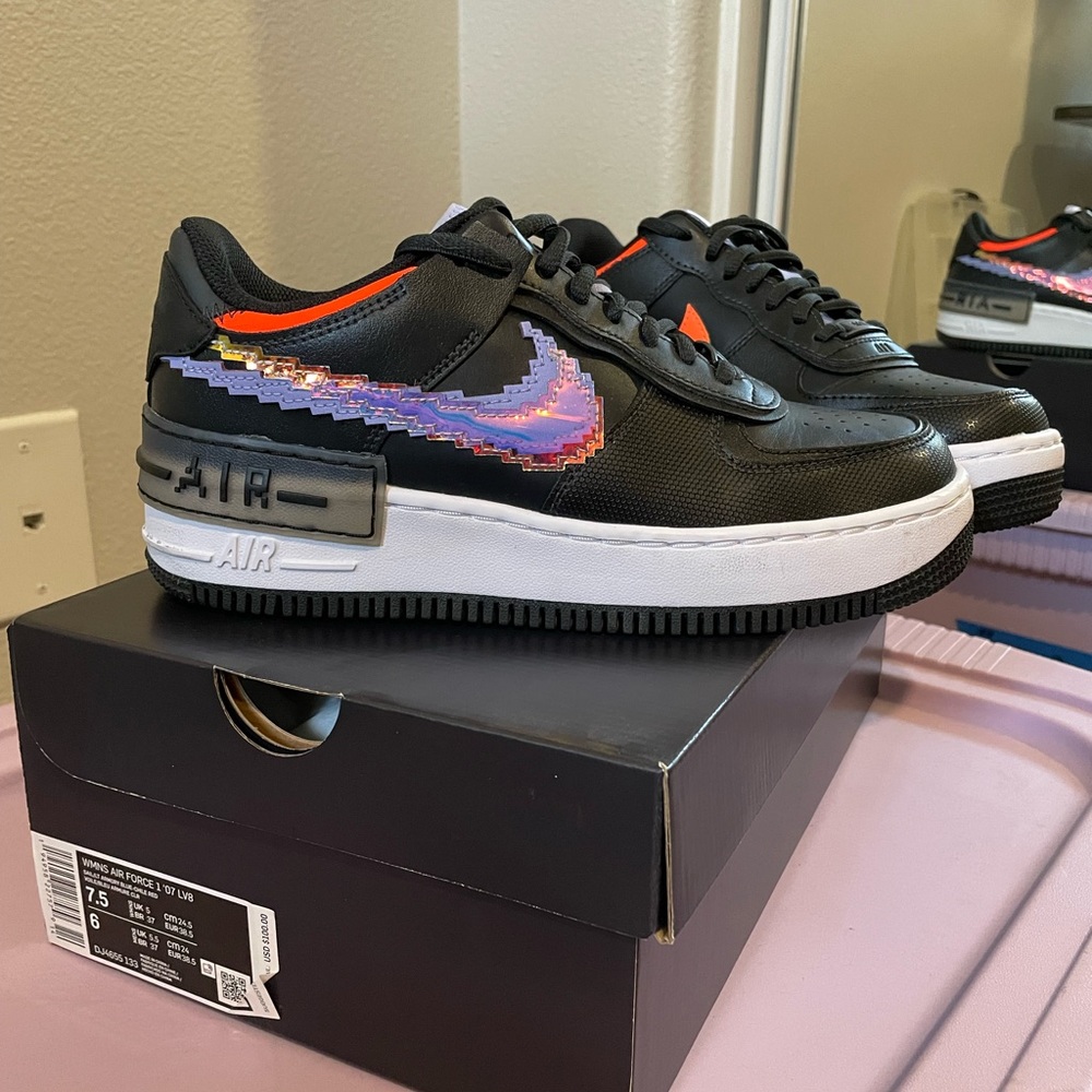 Nike women’s Air Force 1 Shadow SE pixel black sneakers